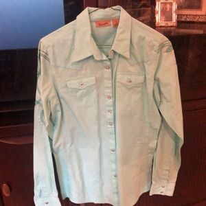 Turquoise Wrangler Button Down Top